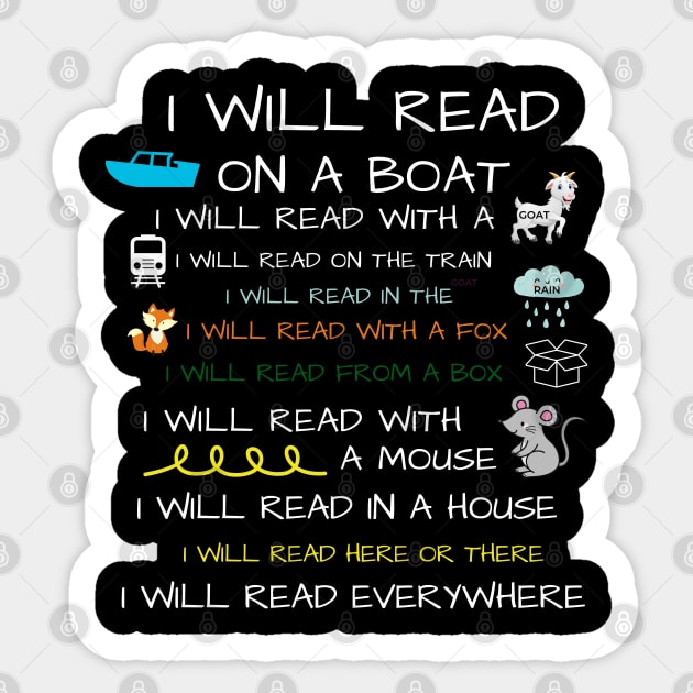 I will Teach on a Boat A Goat I Will Teach Everywhere Sticker by Emouran